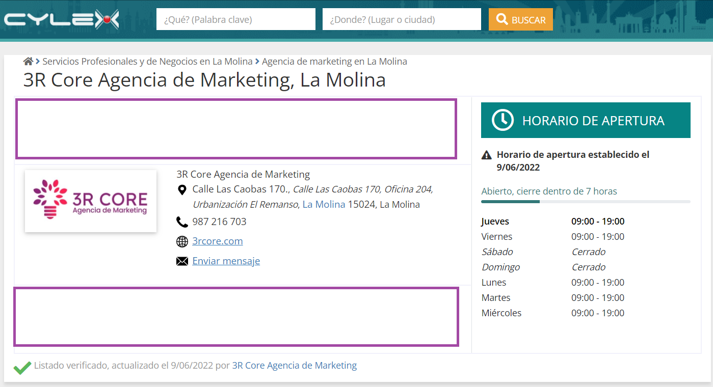 Ficha de 3R Core en el directorio de empresas Cylex